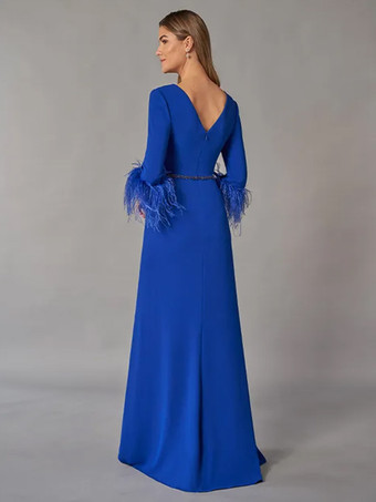 ブライダルマザードレス Vネック 3/4丈スリーブ ボールガウン フェザー フロアレングス ゲストドレス 結婚式用