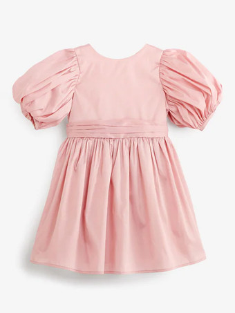 ウェディング フラワーガールドレス 特別な日のドレス ソフトピンク 半袖 リボン