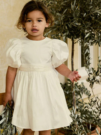 ウェディング フラワーガールドレス 特別な日のドレス ソフトピンク 半袖 リボン