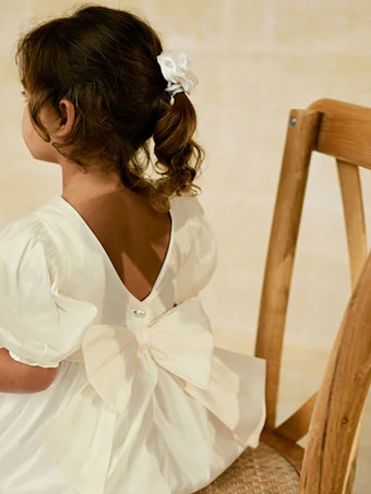 ウェディング フラワーガールドレス 特別な日のドレス ソフトピンク 半袖 リボン