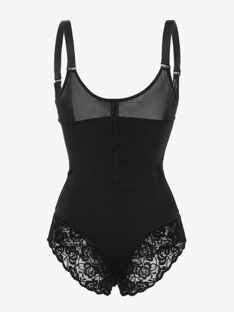 ランジェリー ボディスーツ シェイプウェア ブラック 1ピース ノースリーブ ジッパー レース