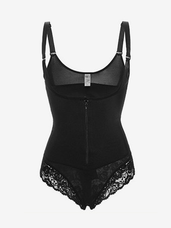 ランジェリー ボディスーツ シェイプウェア ブラック 1ピース ノースリーブ ジッパー レース