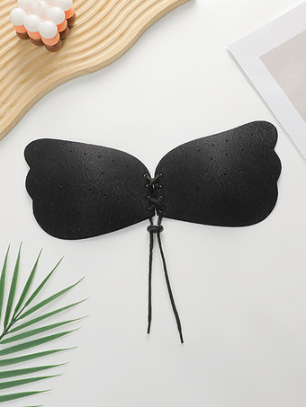 ブラック 乳首カバー プッシュアップ レディース ニプレス ドローストリング 粘着性 自己接着 胸