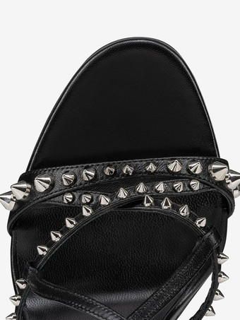 ハイヒールサンダル スタッド オープントゥ ストラップ パーティーシューズ レディース