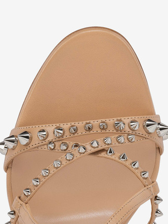 ハイヒールサンダル スタッド オープントゥ ストラップ パーティーシューズ レディース