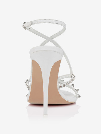 ハイヒールサンダル スタッド オープントゥ ストラップ パーティーシューズ レディース