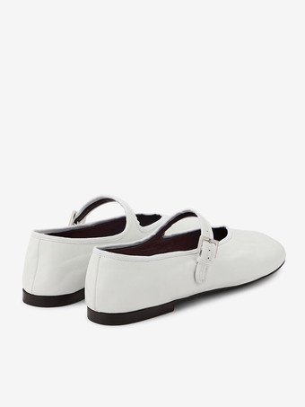 ホワイト バレリーナ フラット レディース ラウンドトゥ メリージェーン バレエ フラットシューズ