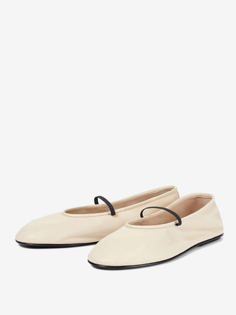 marfil Bailarinas Mary Jane de punta redonda sin cordones para mujer