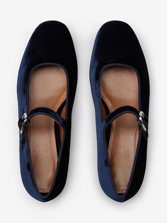 ベルベット バレエ フラット ラウンド トゥ メリージェーン バレリーナ フラット レディース