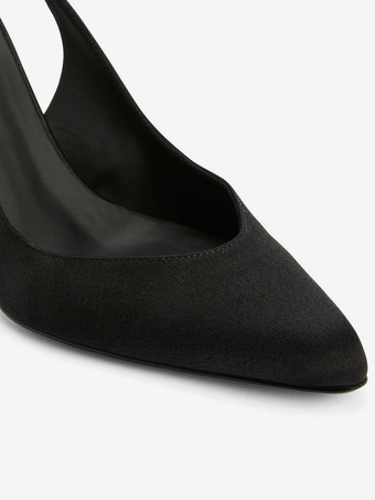 サテン パーティーシューズ スリングバック ラインストーン ハイヒール パンプス レディース