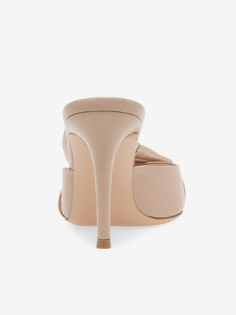 レディース ハイヒール ミュール ボウ スリッポン バックレス パンプス