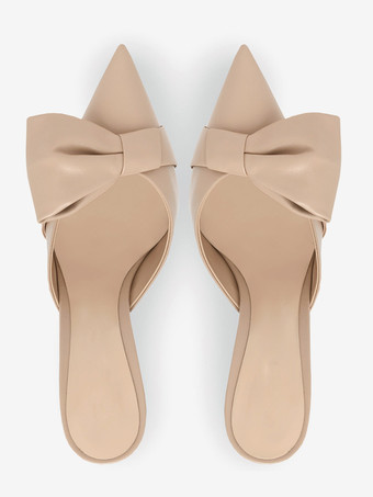 レディース ハイヒール ミュール ボウ スリッポン バックレス パンプス