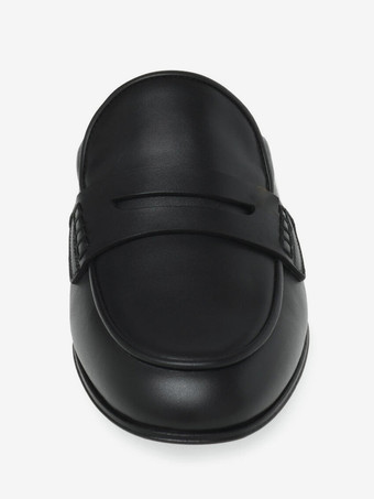 Mocasines tipo mule de ante para mujer con punta redonda y sin talón