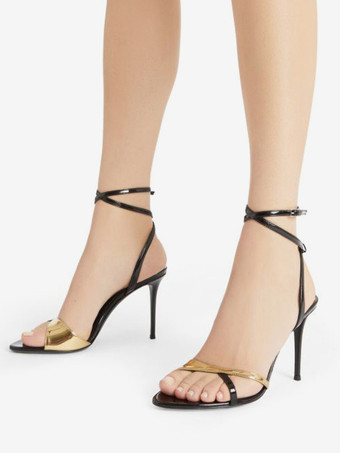 ハイヒール パーティーシューズ オープントゥ ストラップ スティレットヒール サンダル