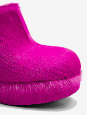 Women's Faux Fur Clogs Chunky Heel Horse Hair Slingback High Heels