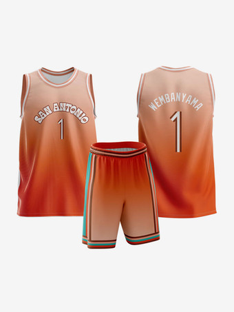 San Antonio Spurs 2024 City Basketball Jersey Edition No. 1 WEMBANYAMA Hombre 2 Piezas para Adulto y Niño