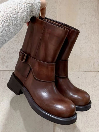 Damen Stiefeletten mit runder Spitze und Metalldetails in Schwarz