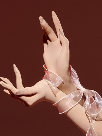 肌色女性パーティーホワイト極薄手袋シルクセクシー滑らかな手袋