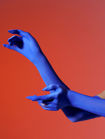 ブルー 女性パーティーホワイト極薄手袋シルクセクシー滑らかな手袋