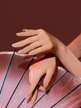 ライトブラウン女性パーティーホワイト極薄手袋シルクセクシー滑らかな手袋