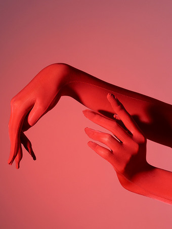 レッド 女性パーティーホワイト極薄手袋シルクセクシー滑らかな手袋