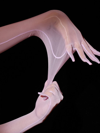 ピンク女性パーティーホワイト極薄手袋シルクセクシー滑らかな手袋