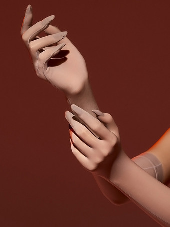 グレイ女性パーティーホワイト極薄手袋シルクセクシー滑らかな手袋