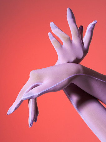 ラベンダーカラー女性パーティーホワイト極薄手袋シルクセクシー滑らかな手袋