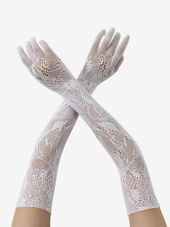 ホワイト 女性用 ホワイト デート レザー ロング パーティー オペラ ブライダル ウェディング グローブ