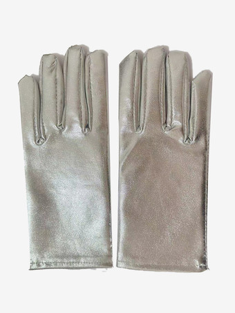 シルバー 女性用デイリーカジュアルホワイトレザーグローブ
