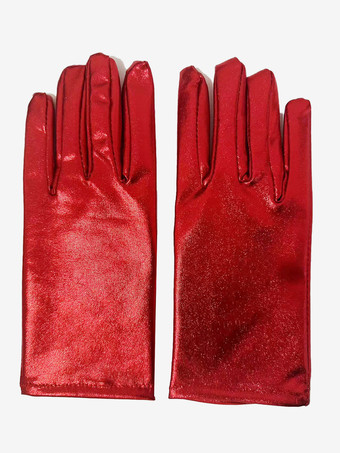 レッド 女性用デイリーカジュアルホワイトレザーグローブ