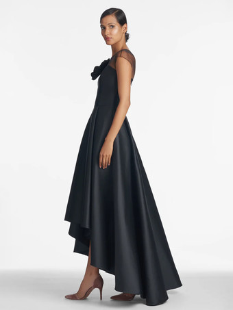 ブライダルマザードレス イリュージョンネックライン ノースリーブ Aライン プリーツ ウェディングゲストドレス