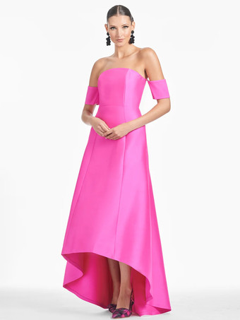 ブライダルマザードレス デザインネックライン 半袖 Aライン プリーツ フロアレングス ゲストドレス 結婚式用