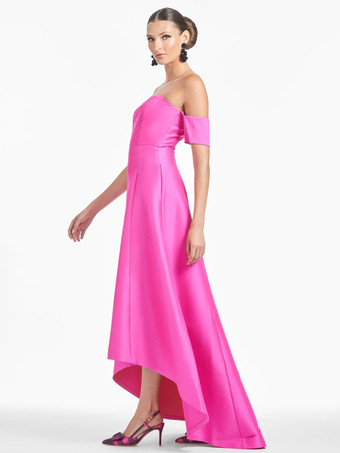 ブライダルマザードレス デザインネックライン 半袖 Aライン プリーツ フロアレングス ゲストドレス 結婚式用