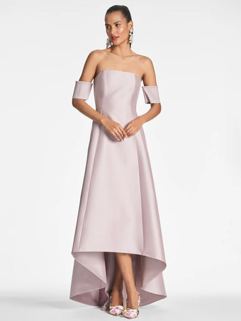 ブライダルマザードレス デザインネックライン 半袖 Aライン プリーツ フロアレングス ゲストドレス 結婚式用