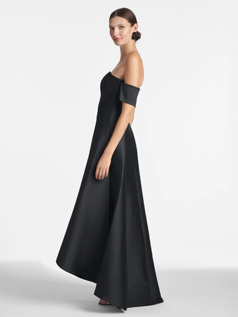 ブライダルマザードレス デザインネックライン 半袖 Aライン プリーツ フロアレングス ゲストドレス 結婚式用