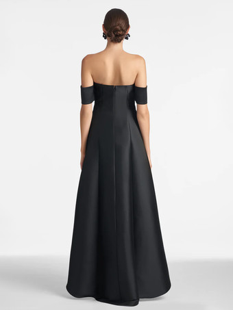 ブライダルマザードレス デザインネックライン 半袖 Aライン プリーツ フロアレングス ゲストドレス 結婚式用