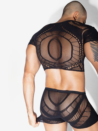 Männer Sexy Kostüm Halloween Hosen Top Durchsichtig Mesh Nachtclub Tragen