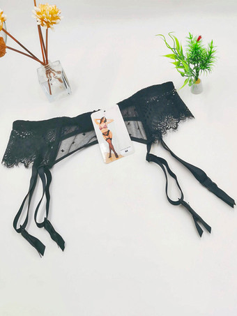 レースメッシュ刺繍セクシー調節可能滑り止めメタルバックルガーターベルト