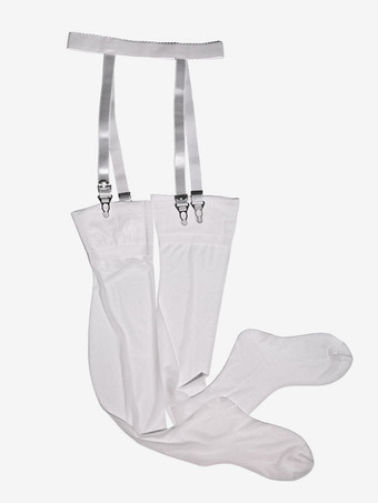 ホワイト ガーターベルト付きハイシンセクシーストッキング