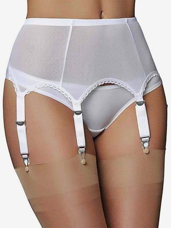 ホワイト セクシーなガーターベルト セクシーなメッシュ 調節可能なバックル