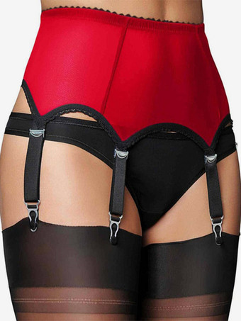 レッド セクシーなガーターベルト セクシーなメッシュ 調節可能なバックル