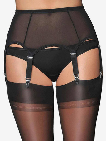 ブラック セクシーなガーターベルト セクシーなメッシュ 調節可能なバックル