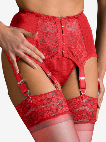 レッド セクシーなハイウエストレースガーターベルト