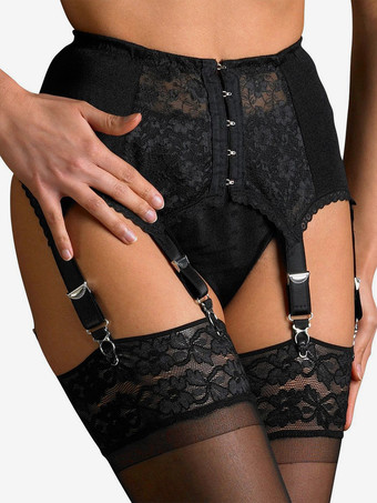 ブラック セクシーなハイウエストレースガーターベルト