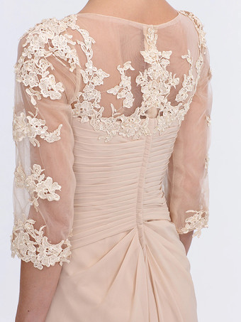 Vestido de fiesta para madre de la novia escote en V media manga tubo plisado largo hasta el suelo vestidos de invitada para boda