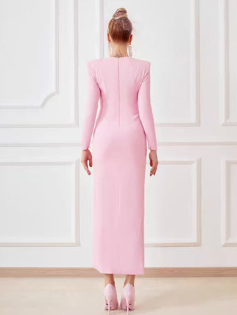 Bridal Mother Dress Jewel Neck Long Sleeves Sheath Pleated Wedding Guest Dresses