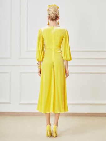 Partykleid für die Mutter der Braut Rundhalsausschnitt 3/4-Ärmel Ballkleid Blumen wadenlanges Gästekleid für die Hochzeit