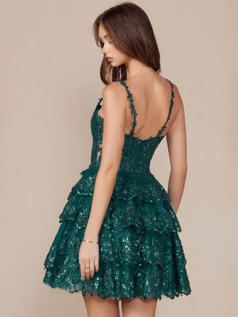 ホームカミングドレス付き ショート丈 ネックラインにスパンコール