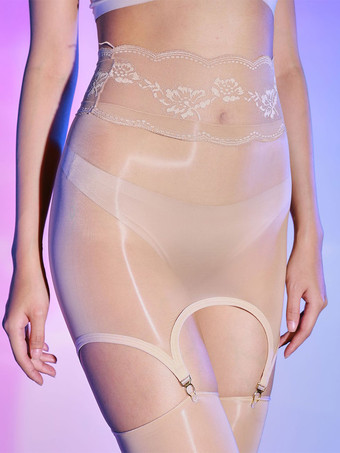 肌色光沢のある超薄型取り外し可能なストッキング、黒のセクシーなシルクのシースルーガーターベルト